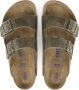Birkenstock Slipper Arizona 1019313 Khaki Groen Vet Leer Normaal Zacht Voetbed - Thumbnail 12