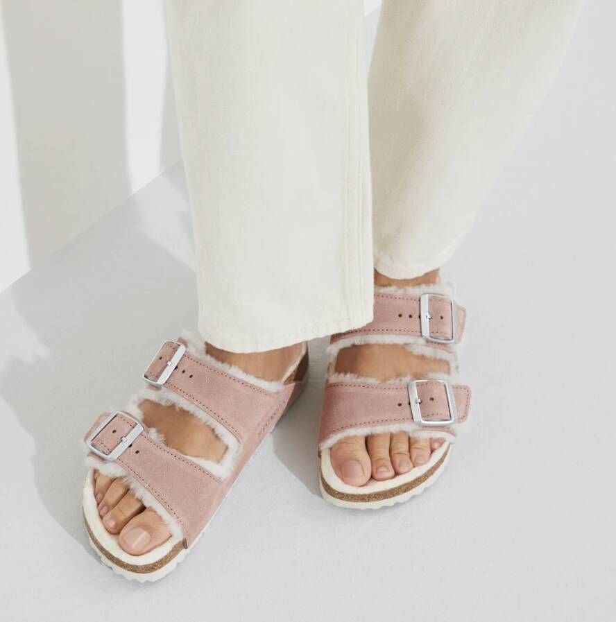 Birkenstock Shearling Arizona Sandalen Roze Dames