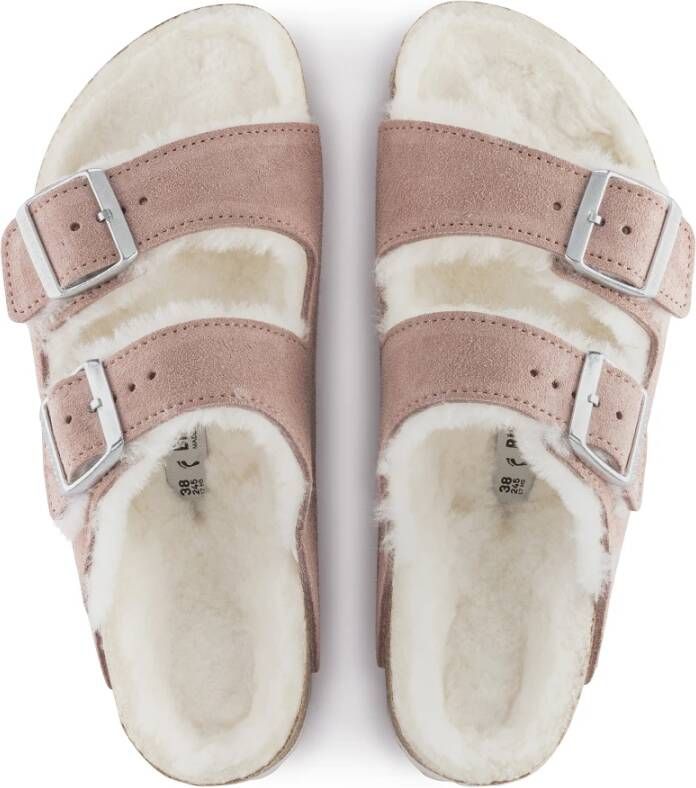 Birkenstock Shearling Arizona Sandalen Roze Dames