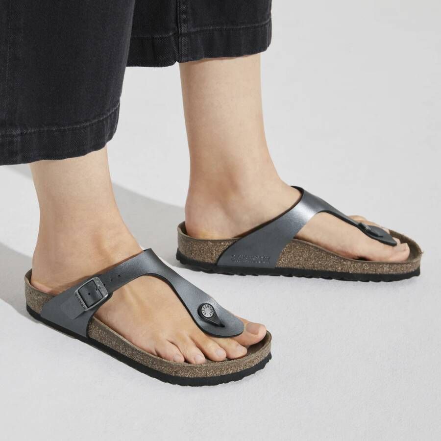 Birkenstock Gizeh Birko-Flor Sandalen Zwart Dames