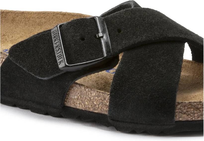 Birkenstock Siena Suède Leren Smalle Sandalen Zwart Dames