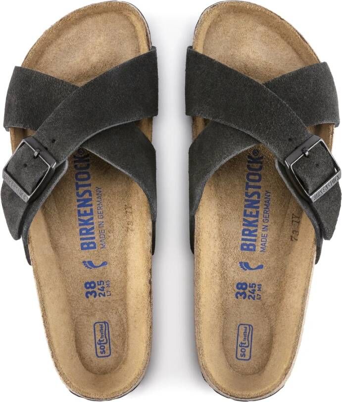 Birkenstock Siena Suède Leren Smalle Sandalen Zwart Dames