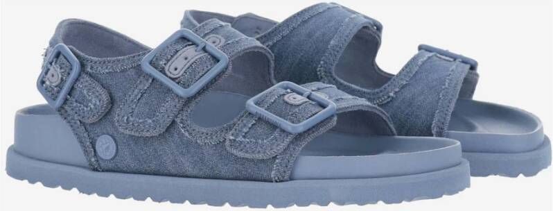 Birkenstock Sandales en denim et cuir Blue Dames