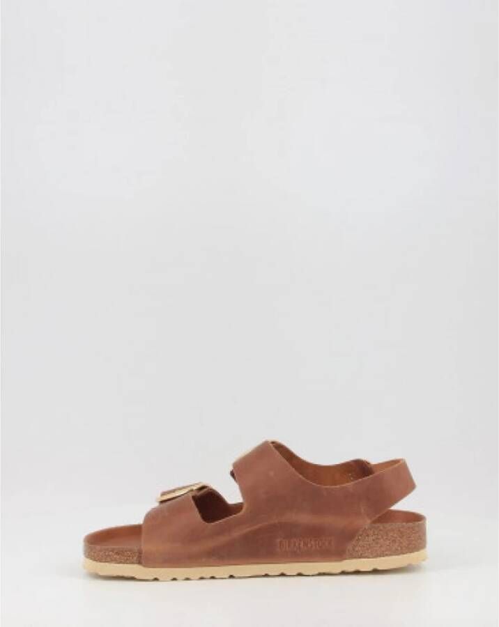 Birkenstock "Platte sandalen met grote gesp" Bruin Dames