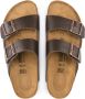 Birkenstock Klassieke Leren Slider Sandaal Bruin Dames - Thumbnail 3