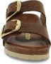 Birkenstock Leren platte sandalen met grote gesp Brown Dames - Thumbnail 4