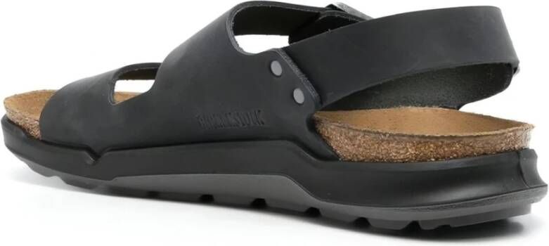 Birkenstock Leren Platte Sandalen voor Mannen Zwart Heren