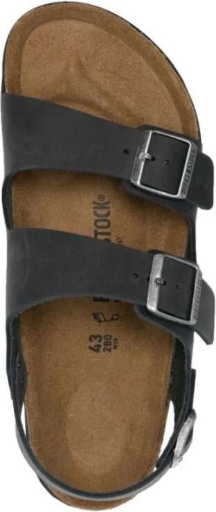 Birkenstock Leren Platte Sandalen voor Mannen Zwart Heren