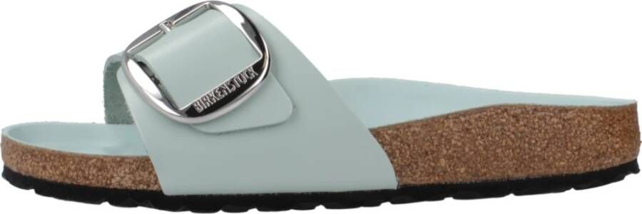 Birkenstock Madrid Big Buckle Natural Sliders Blue Dames