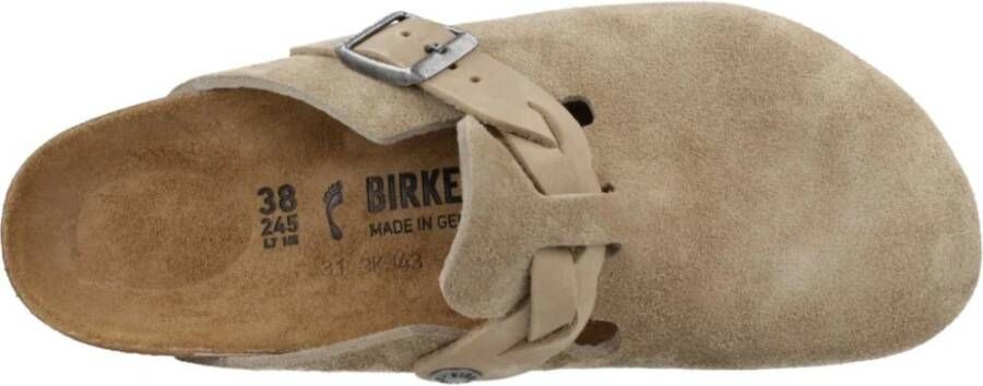 Birkenstock Gebreide Suède Leder Mules Beige Dames