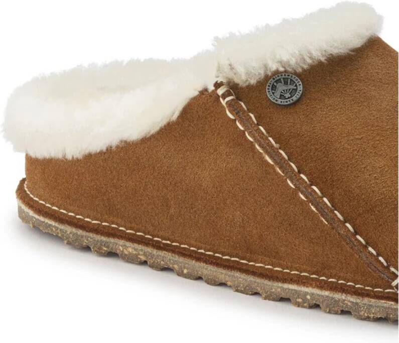 Birkenstock Gezellige Lammy Pantoffel met Uitneembaar Voetbed Brown Dames