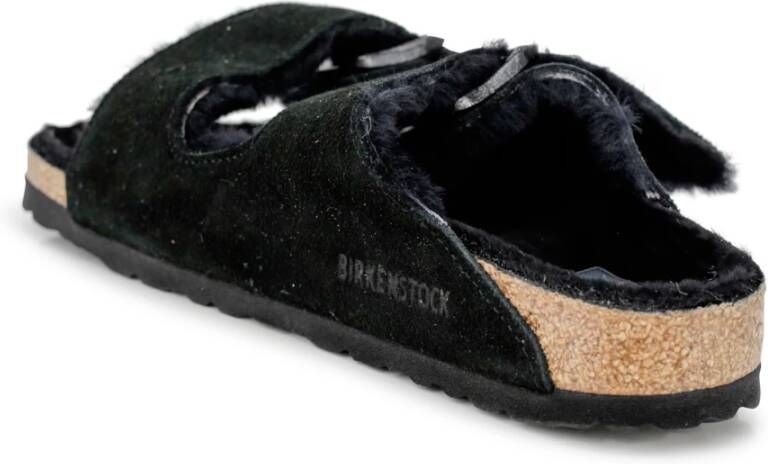 Birkenstock Gezellige Zwarte Suède Platte Schoenen Black Dames