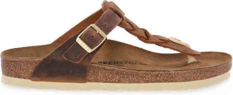 Birkenstock Gizeh Gevlochten Cognac Geolied Calz S Bruin Dames