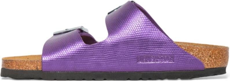 Birkenstock Glanzende Lizard Sandalen Purple Dames