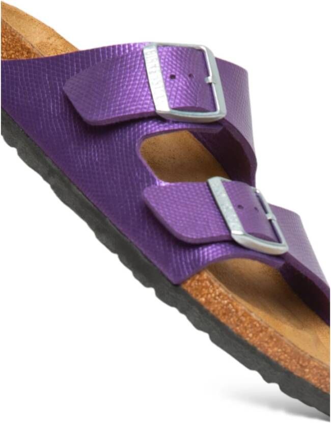 Birkenstock Glanzende Lizard Sandalen Purple Dames