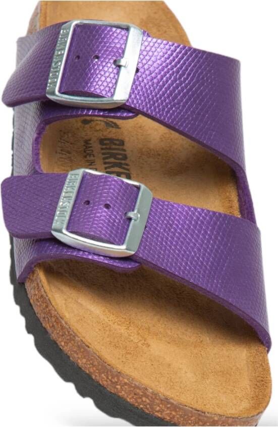 Birkenstock Glanzende Lizard Sandalen Purple Dames
