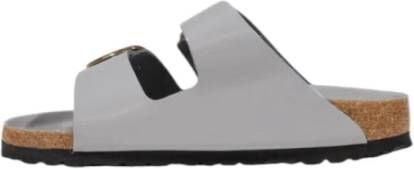 Birkenstock Grijze Leren Gesp Sandalen voor Vrouwen