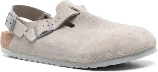 Birkenstock Grijze Suède Hak Slingback Sandaal Gray Heren