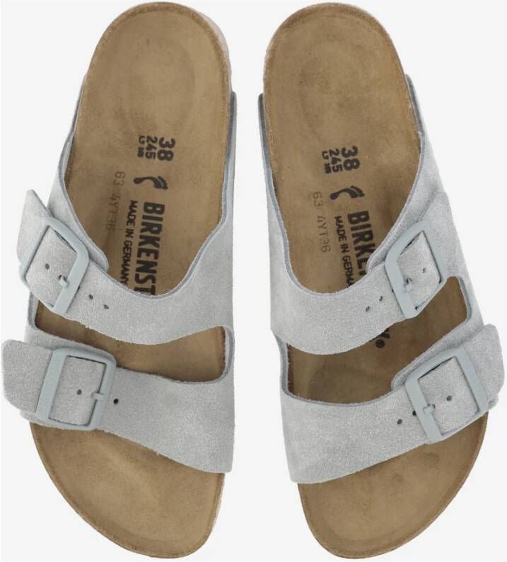 Birkenstock Grijze suède sandalen met kurken zool Gray Dames