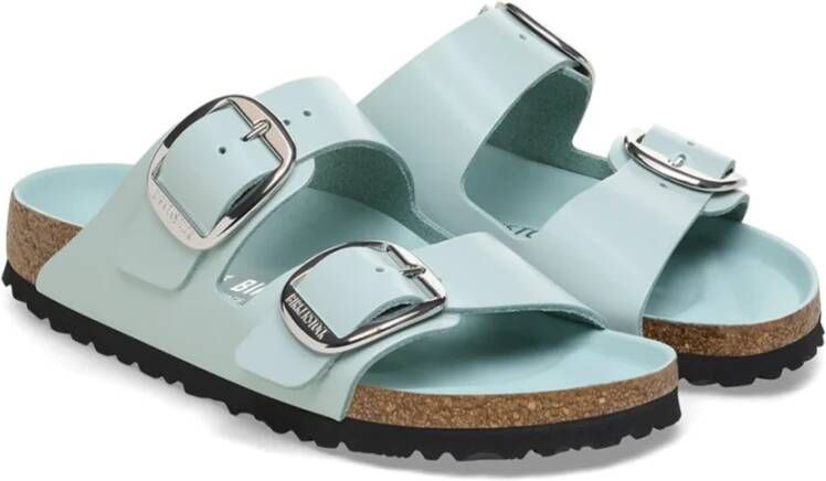 Birkenstock Groene Leren Gesp Sandaal Green Dames