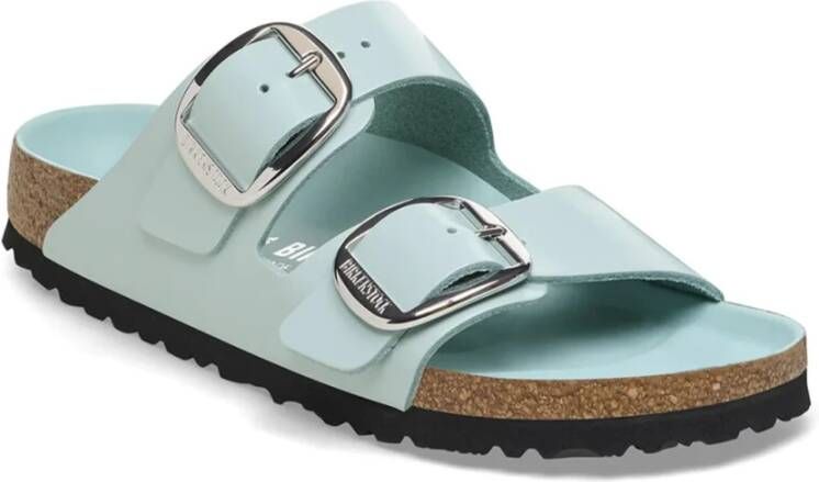 Birkenstock Groene Leren Gesp Sandaal Green Dames