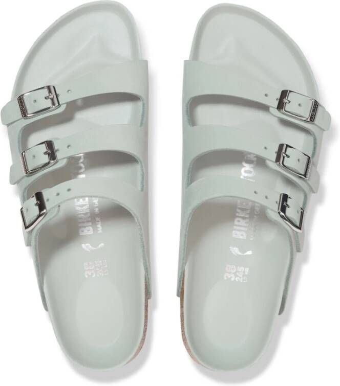 Birkenstock Groene Nubuck Driestrook Sandalen