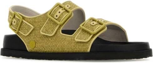 Birkenstock Milano Raffia Sandalen Green Heren