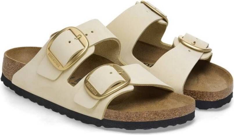 Birkenstock Klassieke Big Buckle Nubuck Leren Sandalen Ecru Beige Dames