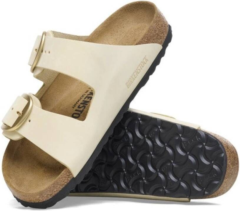 Birkenstock Klassieke Big Buckle Nubuck Lederen Sandalen Ecru Beige Dames