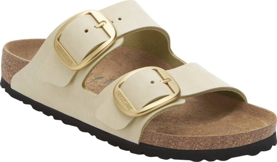 Birkenstock Klassieke Big Buckle Nubuck Lederen Sandalen Ecru Beige Dames