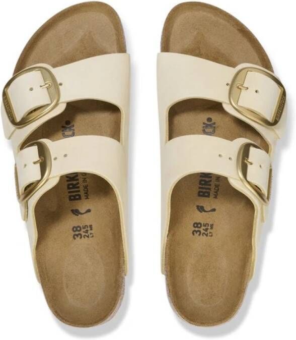 Birkenstock Klassieke Big Buckle Nubuck Lederen Sandalen Ecru Beige Dames