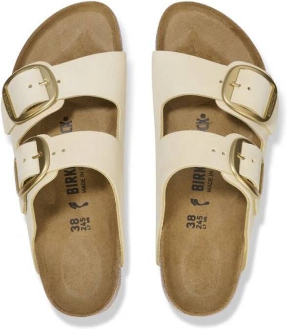 Birkenstock Klassieke Big Buckle Nubuck Leren Sandalen Ecru Beige Dames