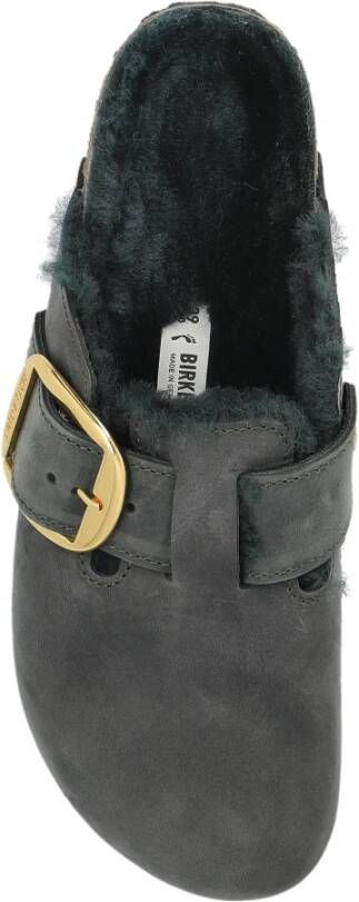 Birkenstock Clogs Boston Big Buckle Shearling Green Dames