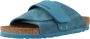 Birkenstock Kyoto Nubuck Suede Leren Slippers Blue Dames - Thumbnail 2