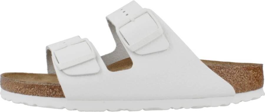 Birkenstock Leren Slides White Heren