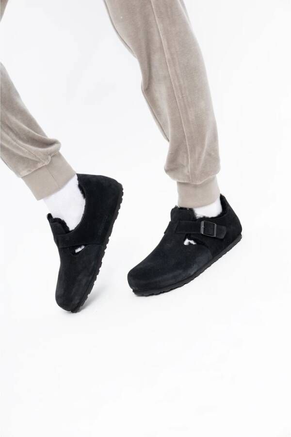 Birkenstock London Shearling suède schoenen Black Dames