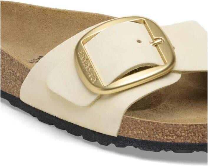 Birkenstock Madrid Big Buckle Nubuck Leather Narrow Ecru Beige Dames