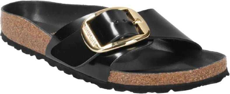 Birkenstock Madrid Lederen Sandalen met Anatomisch Voetbed Black Dames
