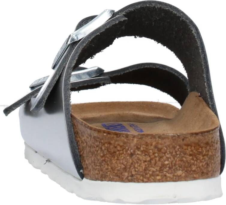 Birkenstock Metallic Leren Sandaal Gray Dames