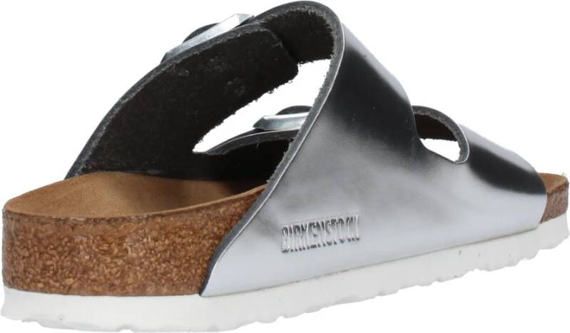Birkenstock Metallic Leren Sandaal Gray Dames