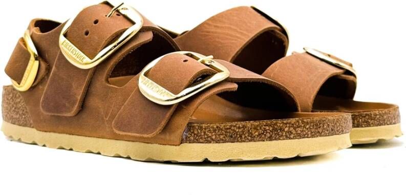 Birkenstock Milano Platte Sandalen voor Moderne Vrouwen Brown Dames