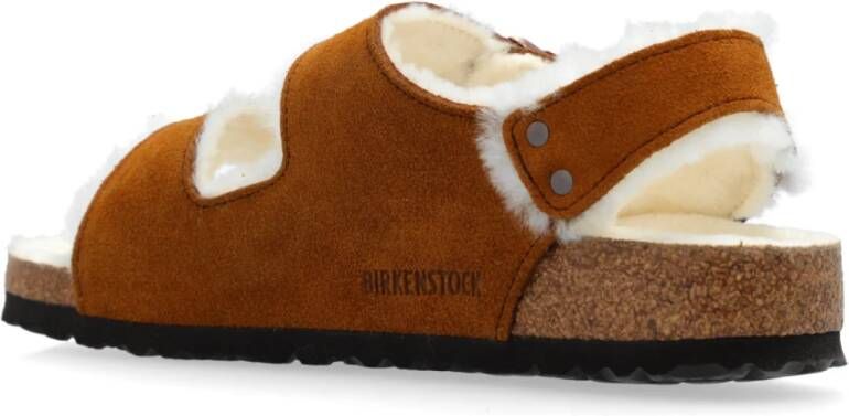 Birkenstock Milano Suède Schapenvacht Sandalen Brown Dames