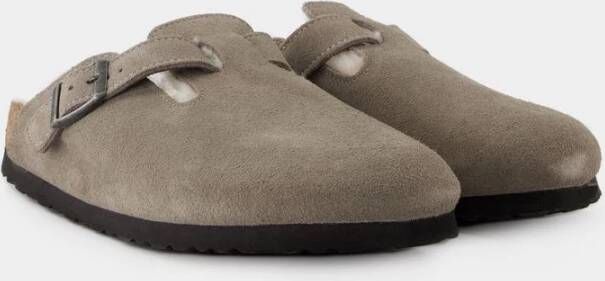 Birkenstock Shearling Mules Wol Stone Coin Grijs Unisex