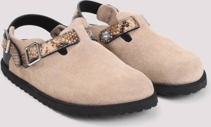 Birkenstock Natuurlijke Slangenstijl Sandalen Beige Dames