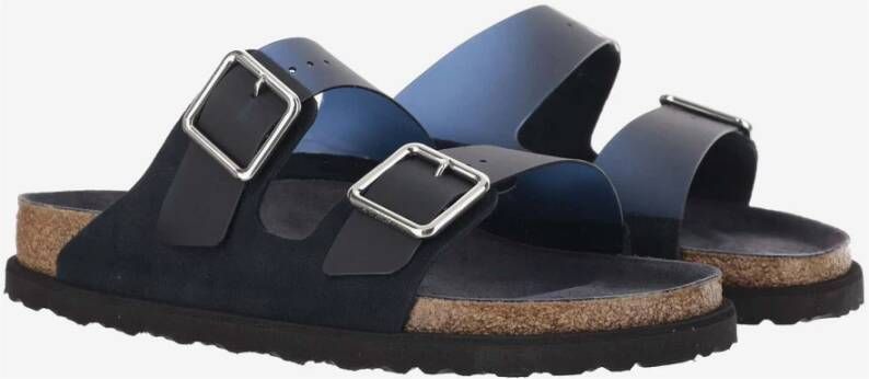 Birkenstock Suede Trim Sandalen Kurkzool Blue Heren