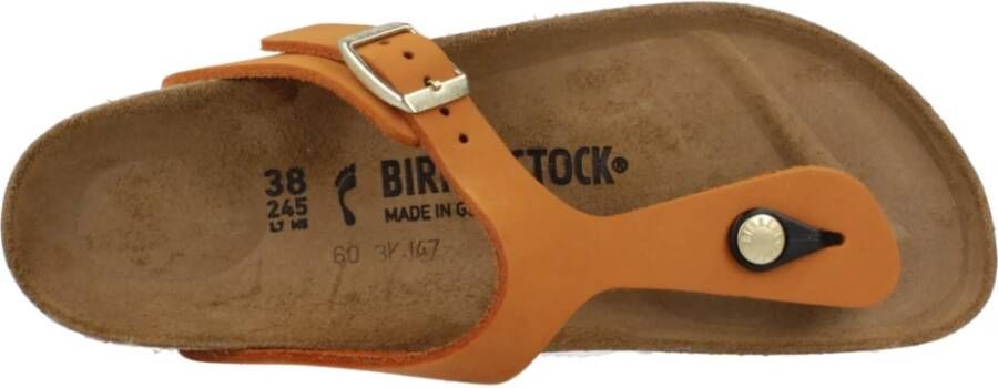 Birkenstock Nubuck Leather Flip Flops Orange Dames
