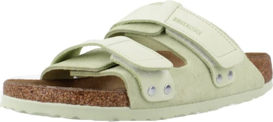Birkenstock Nubuck Suede Leder Slippers Green Dames