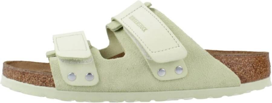 Birkenstock Nubuck Suede Leder Slippers Green Dames