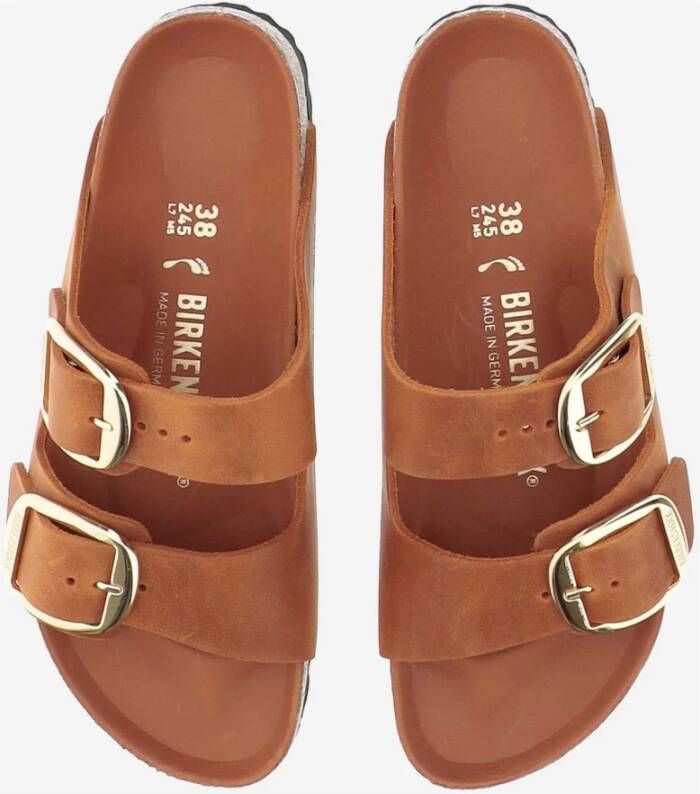 Birkenstock Oranje Leren Sandalen met Verstelbare Banden Orange Dames