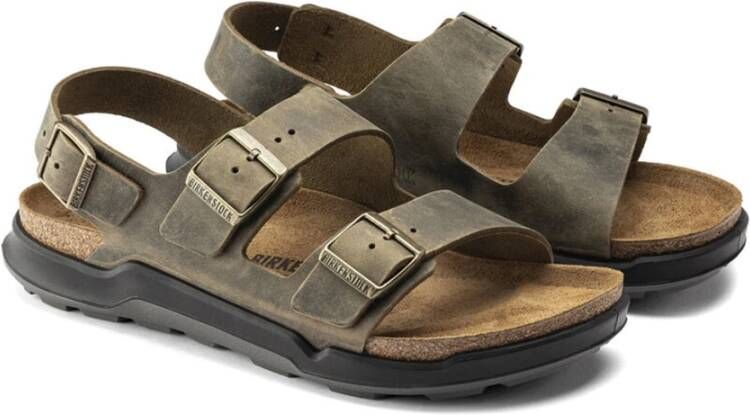 Birkenstock Groene sandalen met blauwe accenten Groen Unisex